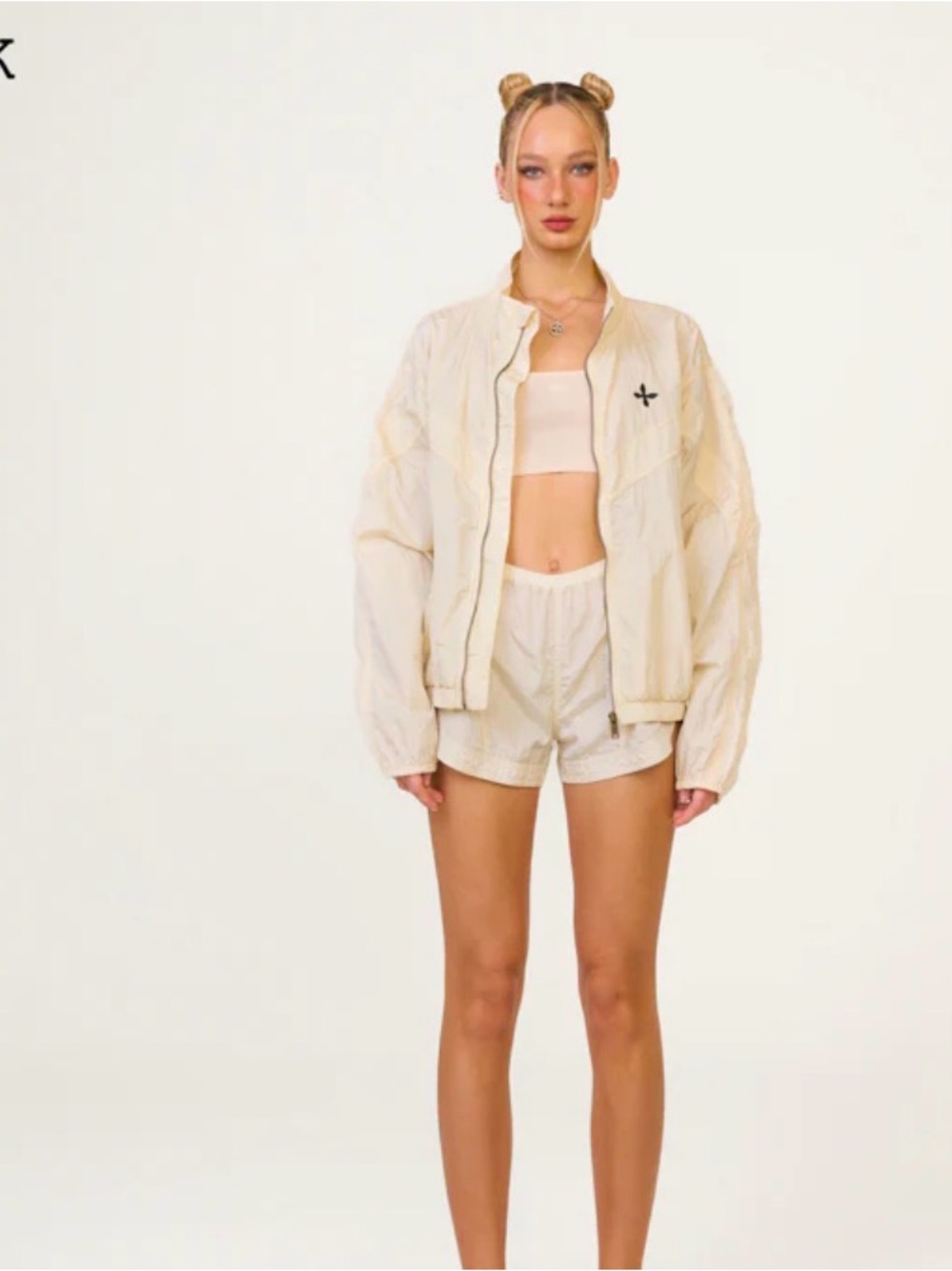 Women's Cream Bomber Jacket - Lightweight Zip Front